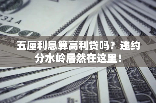 济南五厘利息算高利贷吗？违约分水岭居然在这里！